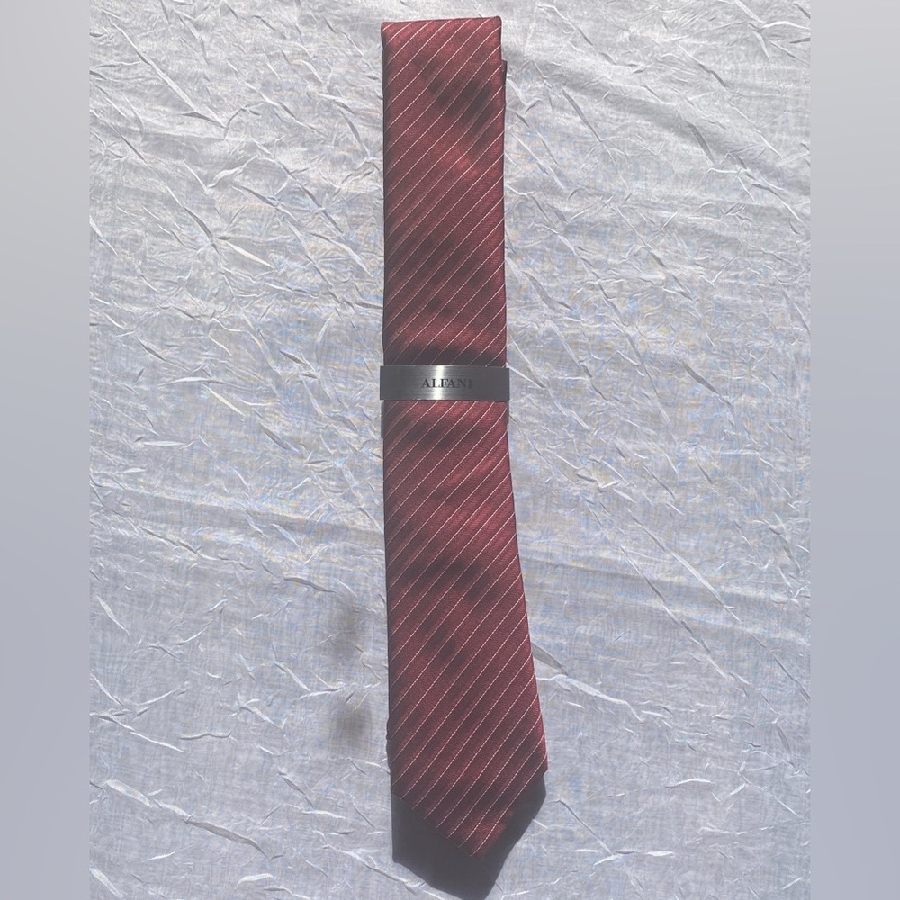 Alfani Burgundy Ozark Stripe Tie